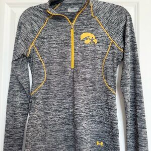 Under Armour Iowa Hawkeye Gray and Gold Fitted Zippered Sweatshirt
